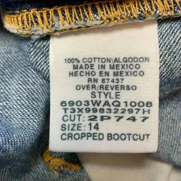 Vintage Polo Ralph Lauren Hi  Rise Cropped Bootcut Jeans 100% Cotton Size 14 - Picture 6 of 7